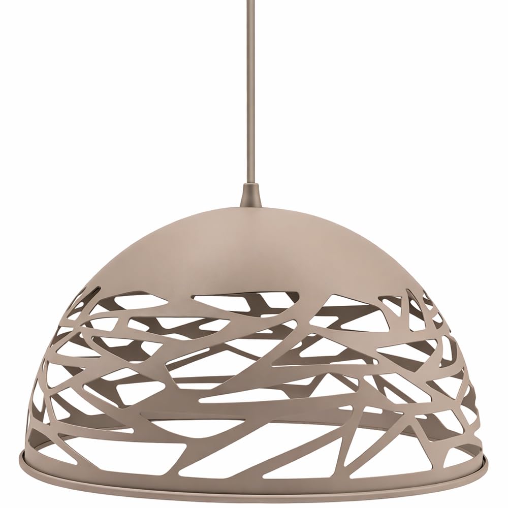 Vetrineinrete® Lampadario a sospensione tortora da soffitto con paralume in metallo traforato design contemporaneo moderno lampada da soffitto.