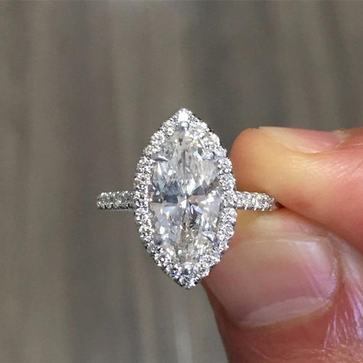 Cubic zirconia wedding sets for women Three-in-One Oval Halo Wedding Bands Set Engagement Rings Fake wedding ring for women Promise Eternity Band Valentine's Day Birthday Gifts for Women Size2