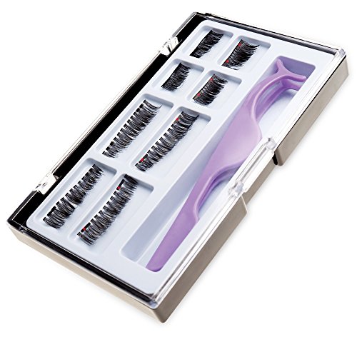 Ultimate Dual Magnetic False Eyelashes Extension Set (8 pieces) - Full Size and Half Size Fake Lashes in One Set with Applicator - Best Reusable and Easy to Apply Ultra Thin Magnets, Natural Look