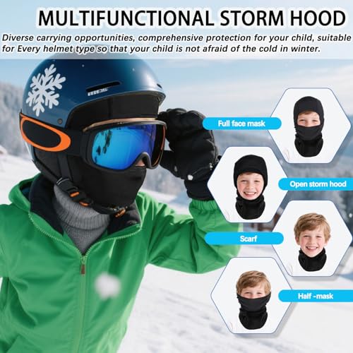 Image of Kids Balaclava Ski Mask for Skiing Cycling, Cold Weather Neck Warmer Windproof Thermal Face Mask for Boys /Girls