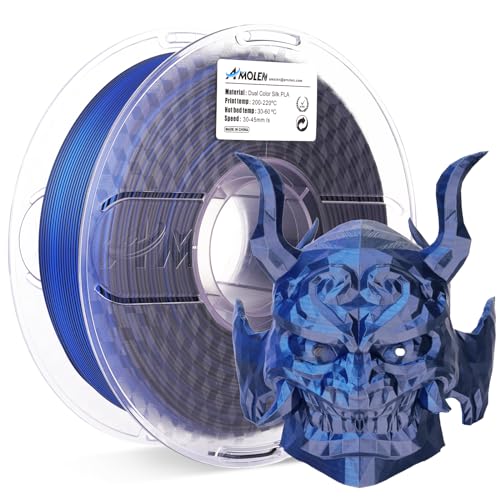 Image of AMOLEN Silk PLA 3D Printer Filament, Dual Color Black Blue PLA 1.75mm, Shiny Color Change Filament 3D Printing PLA Filament for Most FDM 3D Printer, 1kg Spool(2.2lbs)