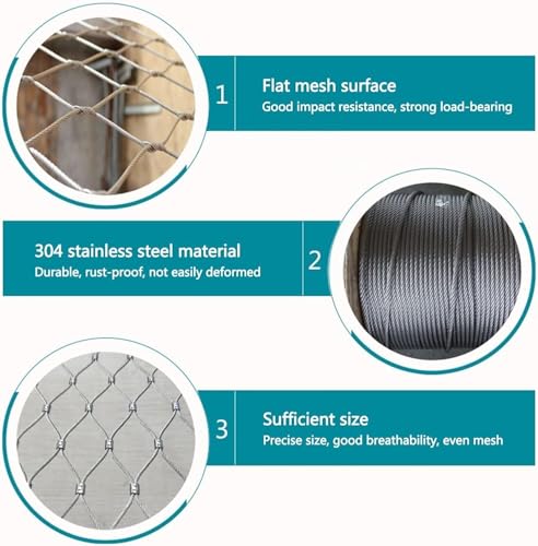 Malla de cable flexible de acero inoxidable plata con protección anticaída 4