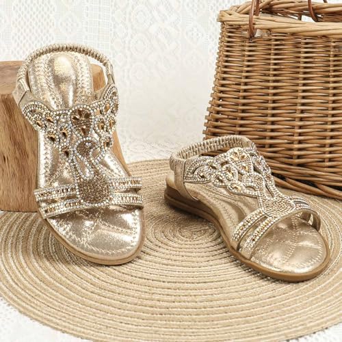 IWIHMIV Girls Sandals Girls Dress Elastic Ankle Strap Sandals Lightweight Summer Hollow Out Princess Beach Shoes4