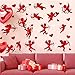 50Pcs Glitter Cupid Shape Cutouts Window Clings Valentines Window Clings Red Heart Window Stickers Valentines Paper Cut Outs Design Cute Windows Decals for Wedding Holiday Party Decor Supplies
