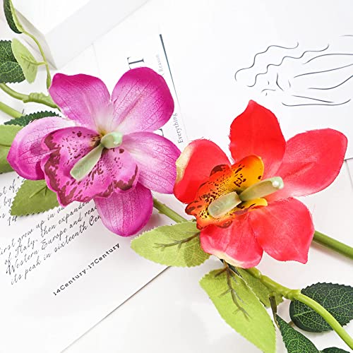 Set de 9 Broches para Cabello con Flor de Orquídea Grande de Chifón para Mujer, Accesorios para Boda, Playa y Fiesta miniatura 6