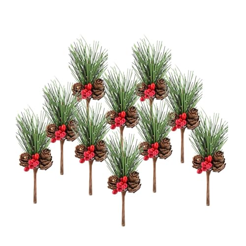 ljhnba Set of 10 Artificial Holly Leaves Berries for Christmas Flower Arrangements Party Gift Christmas Tree Decor Christmas Tree Ornaments Christmas Ornaments Christmas Hanging Christmas Tree