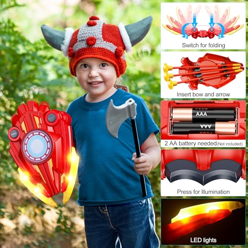 Bow and Arrow Set Kids, 3 in 1 Shield Archery Shooting Game Includes 2 PCS Bow with Lights, 10 Suction Cups Arrows, 1 Targets Play Indoor Outdoor Toys, Gift for Boys Girls Age 3+ - Image 3