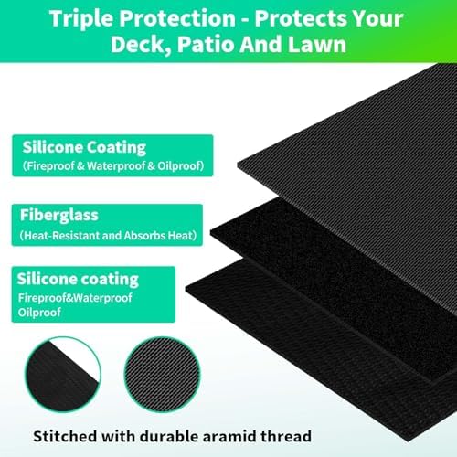 65 x 48 Inch Large Grill Mat for Outdoor Grill, Fireproof Waterproof Oil-Proof BBQ Mat for Deck, Patio, Lawn, or Indoor Fireplace, Easy to Clean Under Grill Protector for Fire Pit and Smoker — view 2