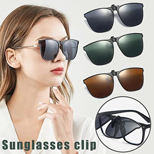 Polarized Clip on Sunglasses, Sunglass Clip for Outdoor, Protection Flip Up Sunglasses with Fashion Framed Design (Brown)3