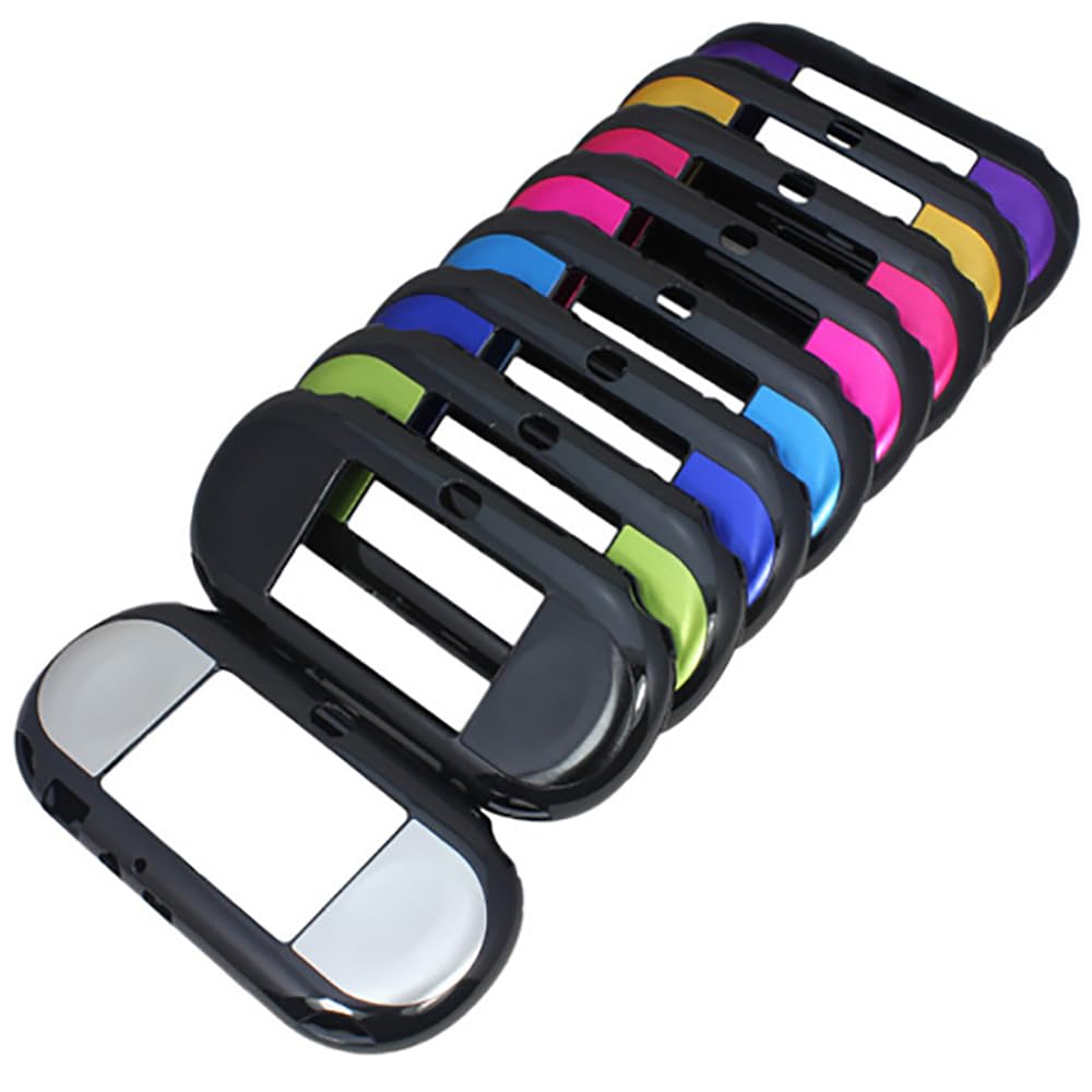 OSTENT Funda Protectora de Piel de Aluminio Metalizada Colorida Compatible con Sony PS Vita PSV PCH-2000 - Color Negro