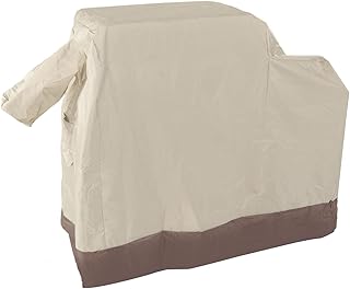 Funda para Parrilla de Exterior, Tela Oxford Revestida en Plata 420D, Impermeable, a Prueba de Polvo, Color Beige y Marrón, 104 X 68,5 X 124 Cm