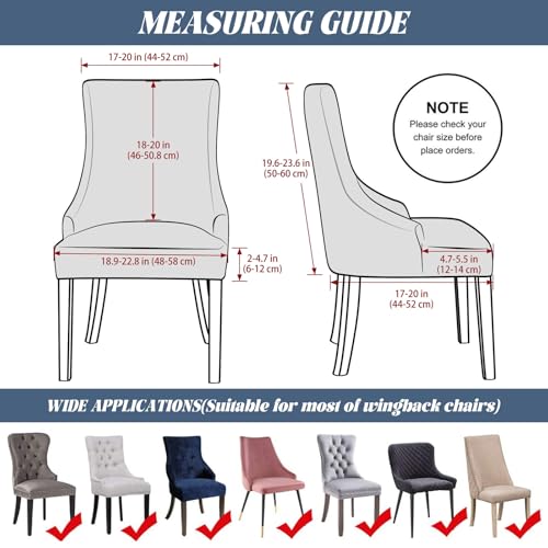 Lot de 6 housses de chaise en velours extensibles pour salle à manger
