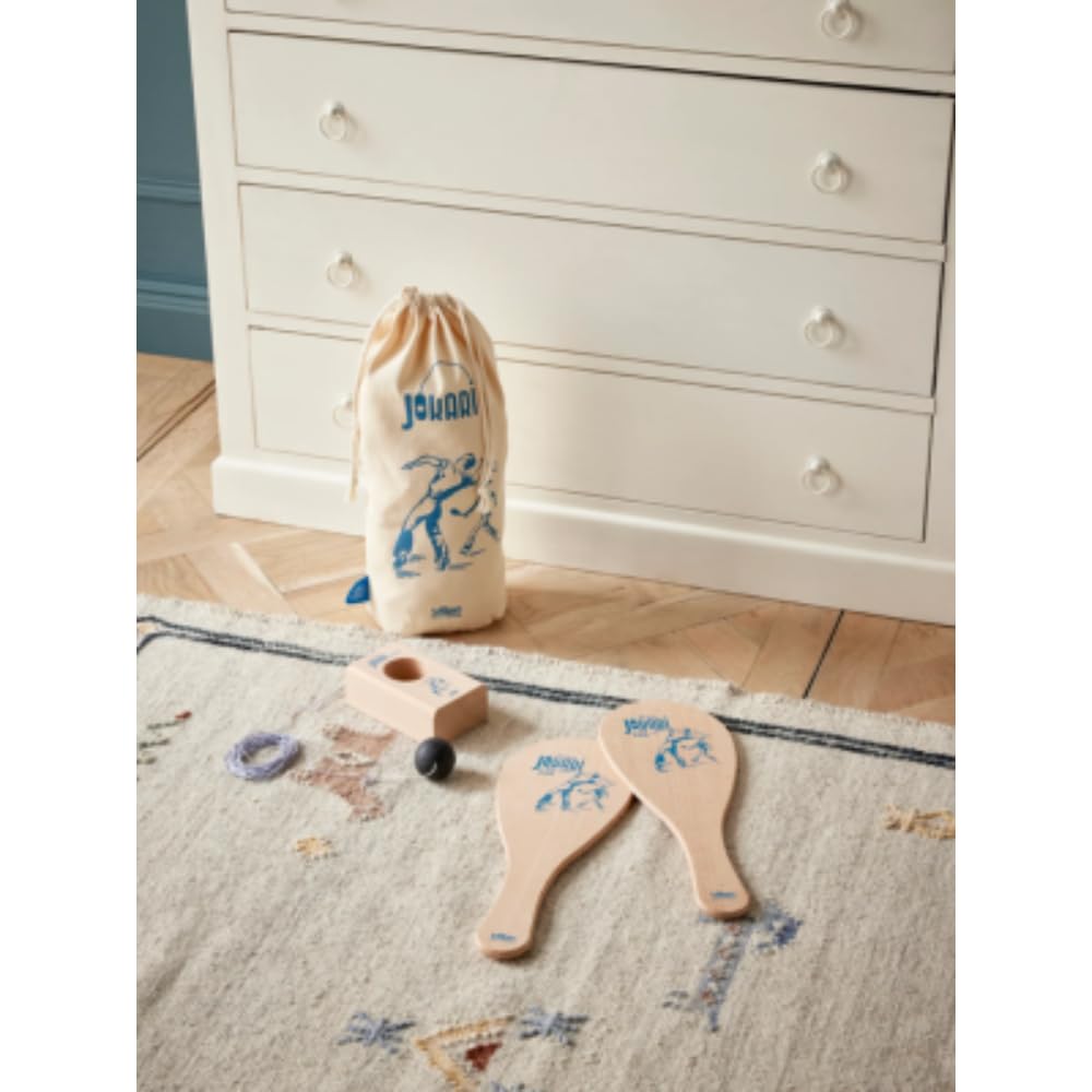 Vilac - Jokari Klassisches Spiel für Kinder, hergestellt aus massivem Buchenholz, mit Tasche zur Aufbewahrung, lustig, 4299G, Beige