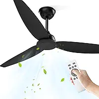 Ventilador de Teto Grande 52 Polegadas, Controle Remoto, Bivolt 110V/220V, 6 Velocidades, Reversível, Ventiladores de Teto Sem Lampada Preto