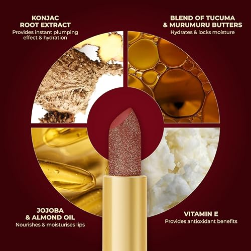 Image of LoveChild Masaba inchThe Batua inch Lipstick, Barfi Wine (Wine) Rich Satin Finish Lipstick with Built-in Mirror, Hydrating, Nourishing Formula with Jojoba Oil, 4g