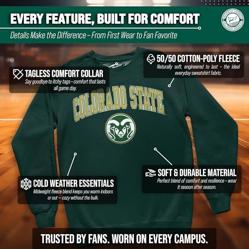 Image of NCAA College Sweatshirt Fleece Crewneck Pullover for Men and Women | Officially licensed NCAA college gameday crewneck pullover - 9 oz fleece lined sweatshirt with arch and logo design