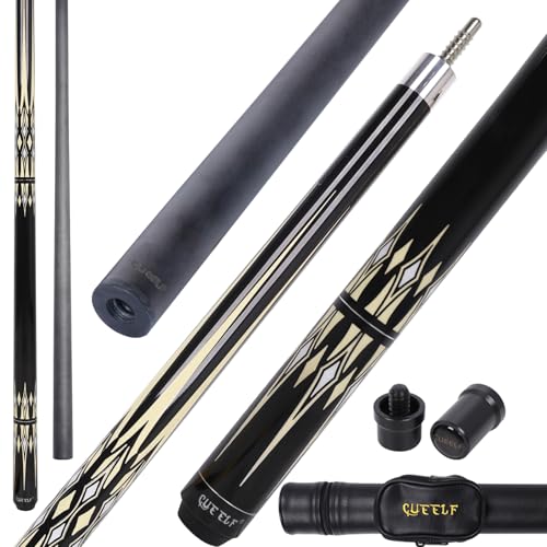 CUEELF Carbon Fiber Pool Cue Stick Professiona Low Deflection Pool Stick 58'' Billiard Cue Sticks (Yellow+Black)