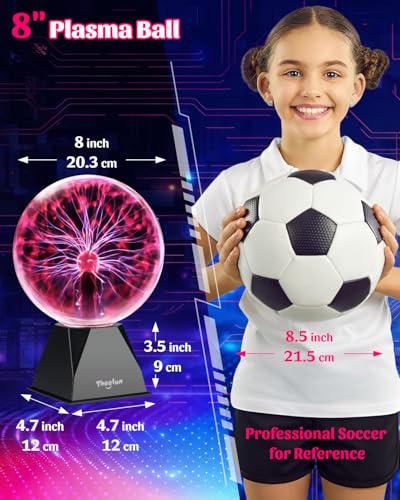 Image of Plasma Ball, 8 Inch Plasma Lamp, Touch & Sound Sensitive Plasma Globe, Theefun Plug-in Electric Ball, Nebula Thunder Lightning for Parties, Home, Kids, Bedroom, Prop, Decorations