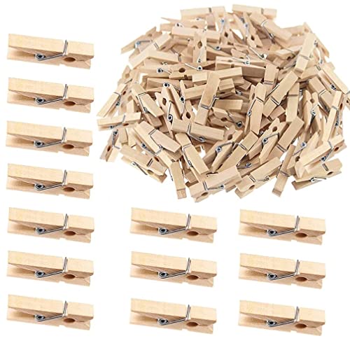 KOMUNJ 100 mini pinzas para la ropa, pinzas de madera de madera auténtica, mini pinzas para la ropa pequeñas