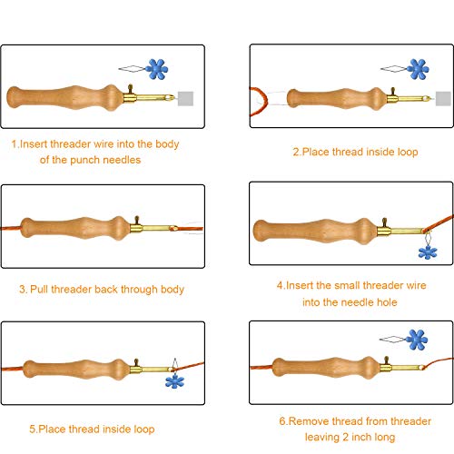 Set Of 2 Adjustable Wooden Handle Embroidery Punch Needle Set Diy Craft Needlework Punch Needle For Stitching Applique Embellishment #TOP3