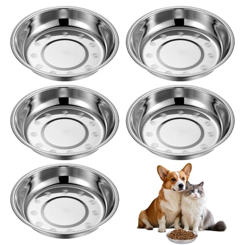 5 Bols chat en Acier Inoxydable pour Chats, Chatons et Chiots, Gamelles Peu Profondes Marque