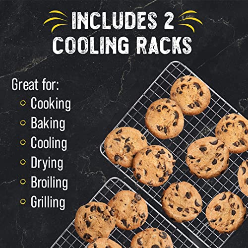Checkered Chef Cooling Rack - Set Of 2 Stainless Steel, Oven Safe Grid Wire Cookie Cooling Racks For Baking & Cooking - 8” X 11 ¾" #TOP1