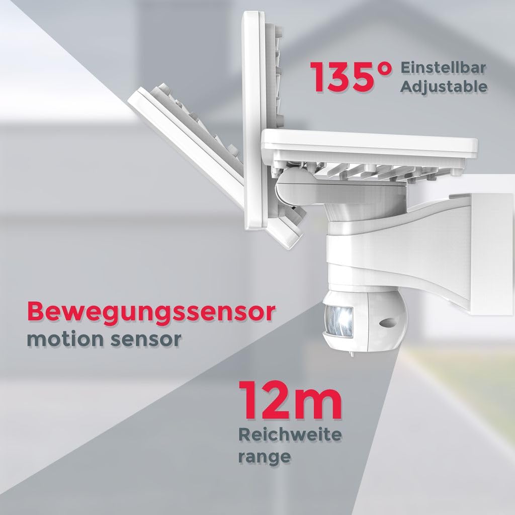 B.K.Licht I Buitenlamp I met bewegingssensor I schijnwerper I buitenverlichting I wandlamp I met sensor I floodlight buiten I wit I tuin I IP44 I 4.000K I 2.300LM I 20W LED