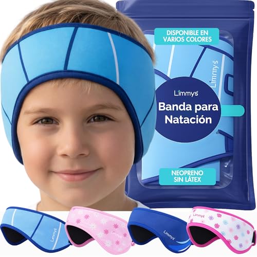 Limmys Banda de Natación para Niños y Adultos - Banda de Neopreno Elástico Reforzado, Sin Látex, Confort Antideslizante, Mantiene los Tapones en su Lugar