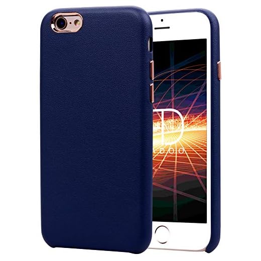 Radoo iPhone 6S/iPhone 6 skal, smal passform läder stötsäker fodral premium läder och TPU design stöd trådlös laddning kompatibel med Apple iPhone 6S/iPhone 6 4,7 tum (blå)