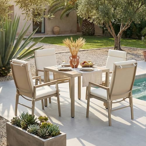 Juego de comedor de jardín de 4 plazas SUKY con mesa y sillas caqui 2