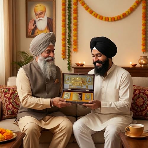 Image of Swarn Mandir Sri Amritsar Pocket Temple | Sikh Gifting for Weddings & Housewarming Ceremonies for Family, Friends & Home Decor I Golden Temple Photo Frame Prayer Box - (8.4x4.5Inch)