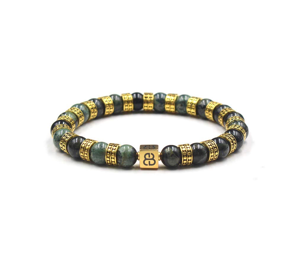 Kartini StudioJade and 22 Karat Gold Bracelet, Men's Jade and Gold Bracelet, Men's Gold Beads Bracelet