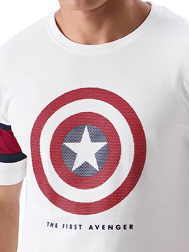 Image of The Souled Store Men Official Captain America: The First Avenger Navy Blue Printed Joggers