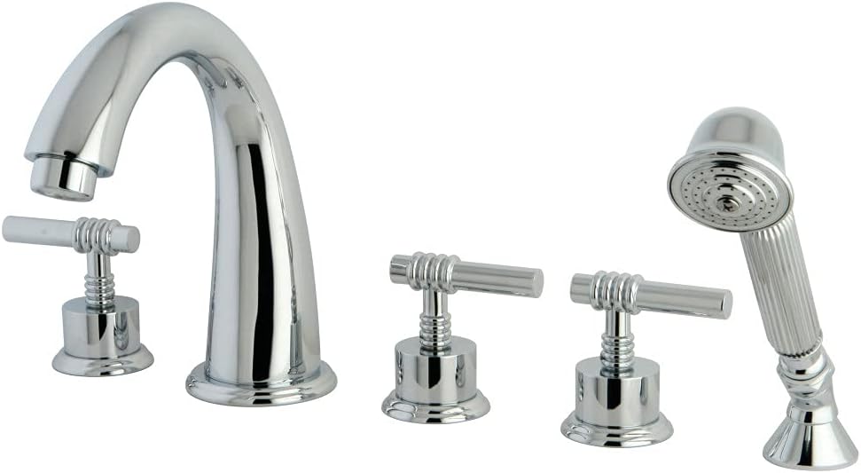 Kingston Brass KS23625ML Manhattan Roman Tub Faucet with Hand Shower, Polished Brass