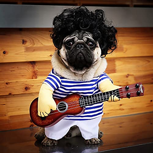 Disfraz de Guitarra para Perros, Ropa Divertida Azul y Blanca miniatura 2