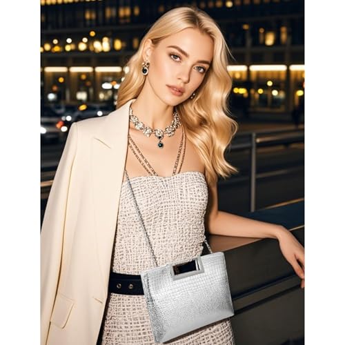Image of RNIEGA Vegan Leather Handbag Clutch Purses for Women Formal Stylish Evening Clutch for Weddings, Proms, Cocktail