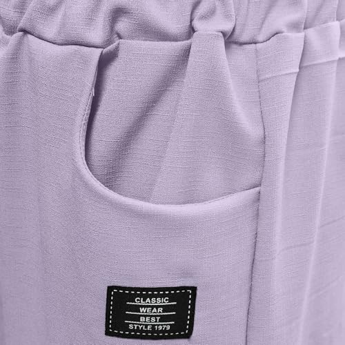 Linen Pants Men Relaxed Fit Straight Leg Embroidered Pants Lightweight Comfort Elastic Waist Trousers with Pocket4