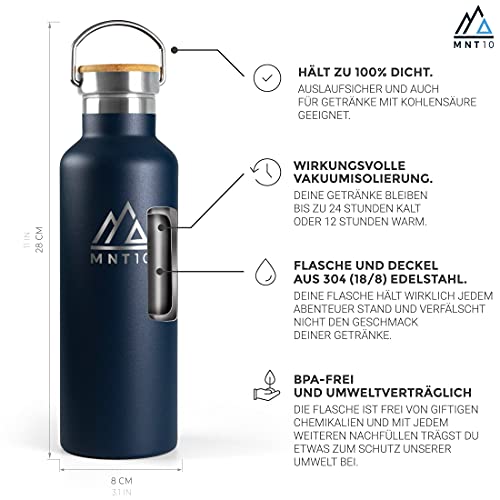 Edelstahl Trinkflasche MNT10 mit Strohhalm 750ml für Outdoor Aktivitäten