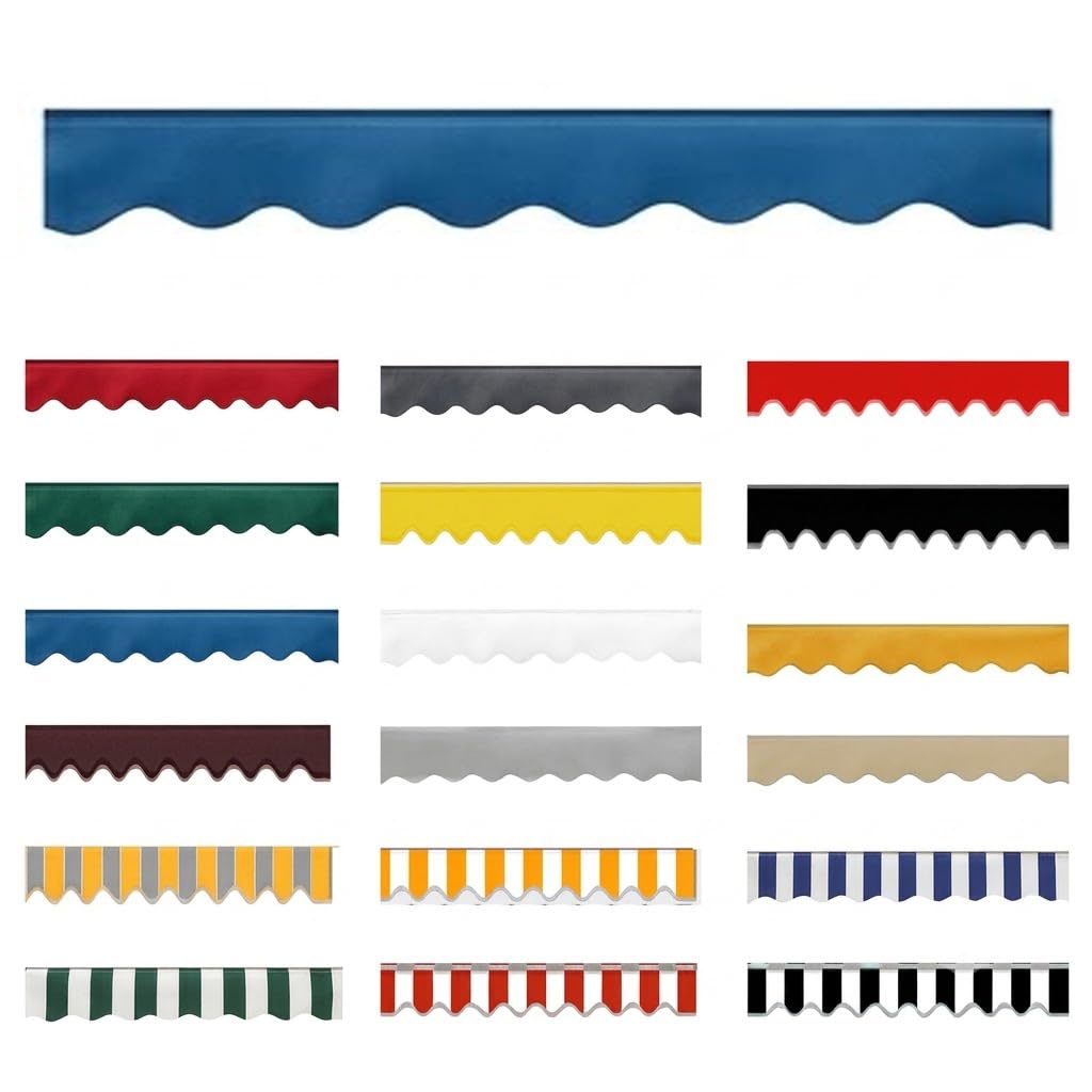 Replacement Awning Valance UV Resistant,Waterproof Fabric Strip Valance Only 26cm Height Durable Scalloped Valance for Awnings Replacement Accessory for Outdoor,Blue,W600xH26cm