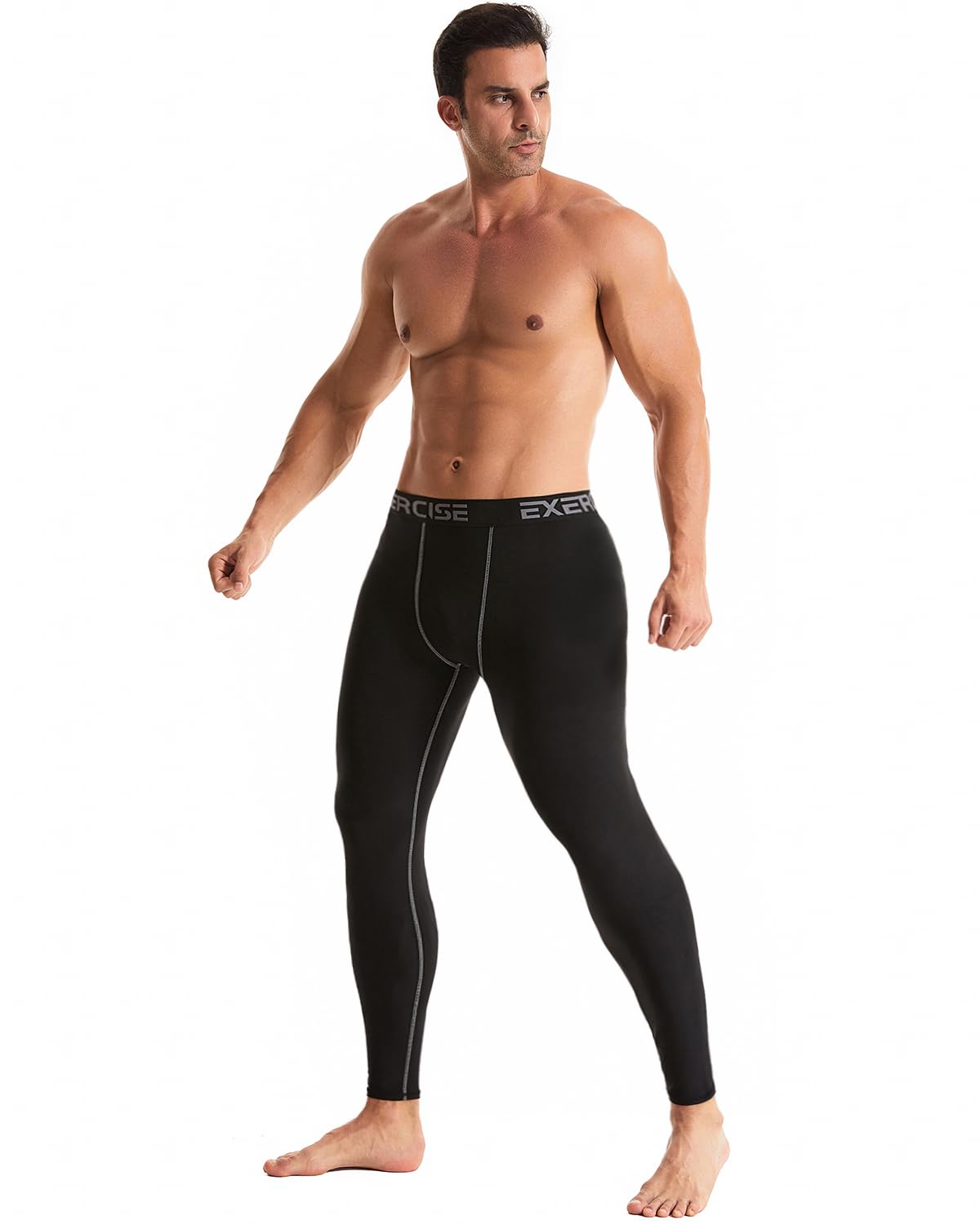 Herren-Leggings, Thermo-Kompressions-Fleece, gefüttert, Sport-Leggings, Baselayer, Workout, Sport, Laufen, 5 oder 4 Stück