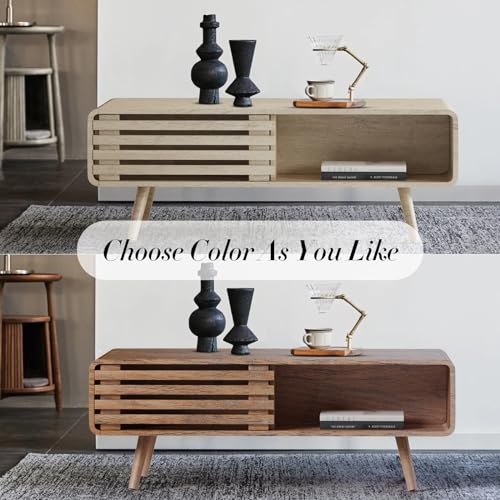 Easyego Coffee Table with Storage, Mid Century Modern Coffee Table for Living Room, Farmhouse, Rectangle Coffee Table, Wooden Center Table (Oak)