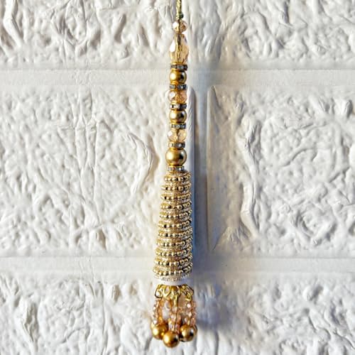 Image of Adikala Craft Store Handmade Ethnic Latkan Tassel Set of 2 for Saree Pallu, Blouse, Suits, Dupatta, Lehenga Decor (Golden French Wire)