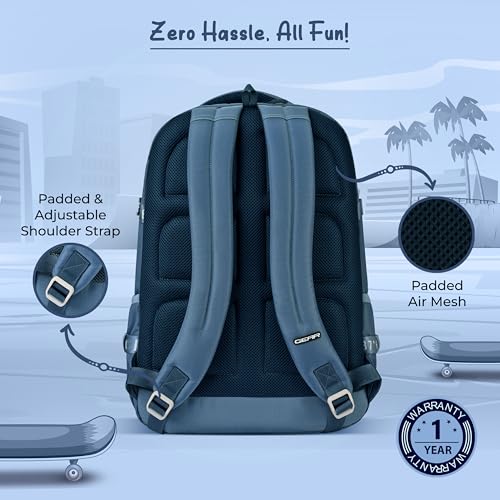 Image of Gear Street Style 19 inch /38L Large Water Resistant School Bag | Casual Backpack | Daypack | Travel Backpack | Kids Bag for Boys /Girls (Blue - Blue)