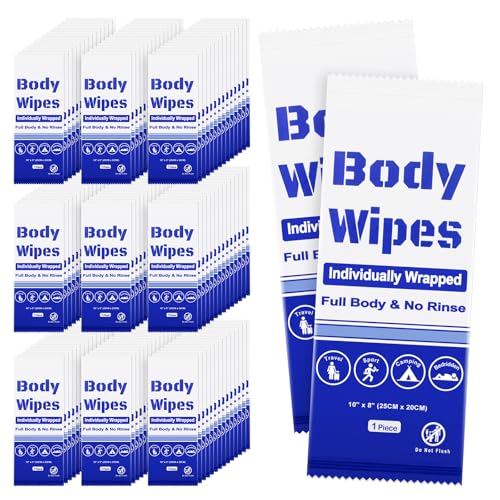 100Pcs Disposable Body Wipes, 7.8 x 9.8 inch Bath Wipe in Bulk (Blue)