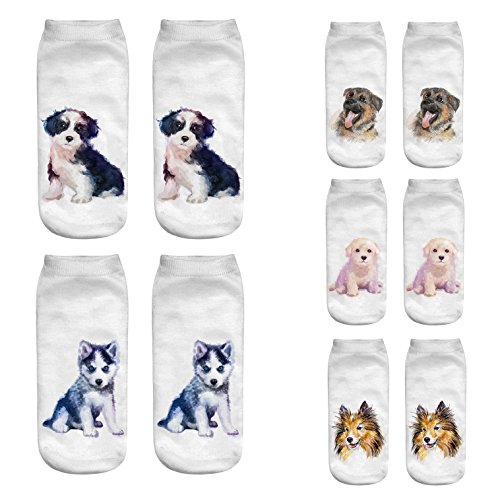 Women's Funny Casual Novelty Cartoon Low Cut Socks Dog Chritsmas Animal Print No