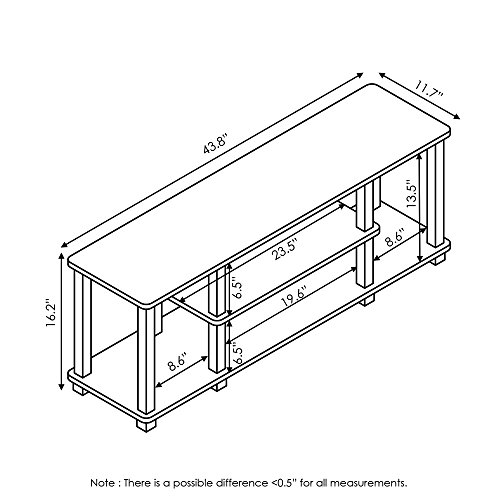 Image of Furinno TURN-S-TUBE 3-Tier Toolless Assembly TV Stand, Americano | for TV up to 50 Inch, No Tool Rectangular Entertainment Center, TV Console, for Living Room, Bedroom