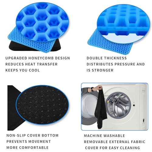 Image of Ergonomic Gel Seat Cushion for Long Sitting, Tailbone and Coccyx Pain Relief, Office Chair Comfort, Wheelchair Pad, Chair Cushion for Back Support, Comfort Wheelchair Seat Cushions (Blue)