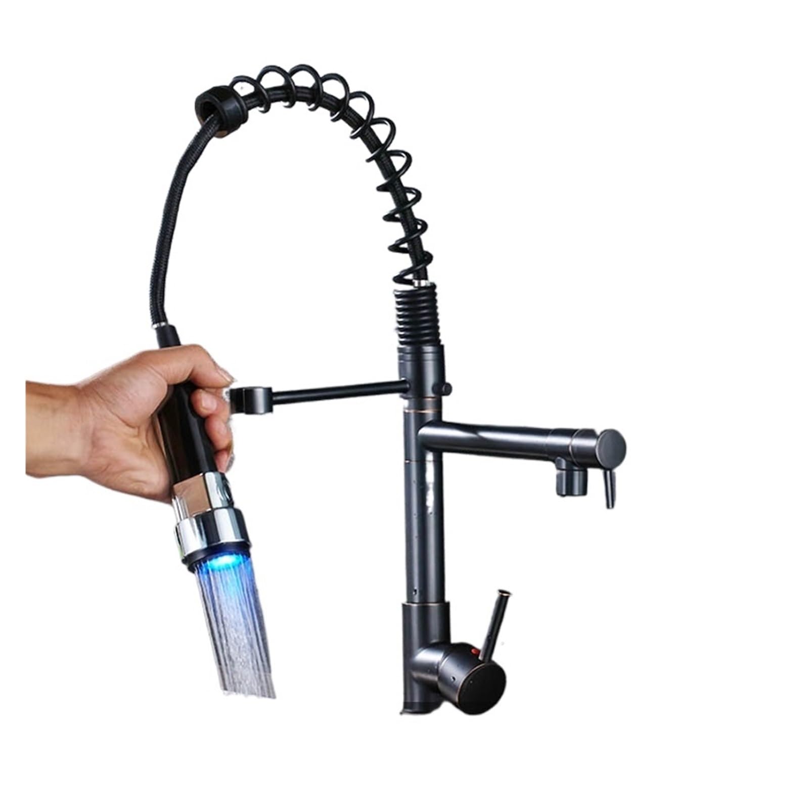 Robinet de cuisine chromé à ressort avec double bec élégant