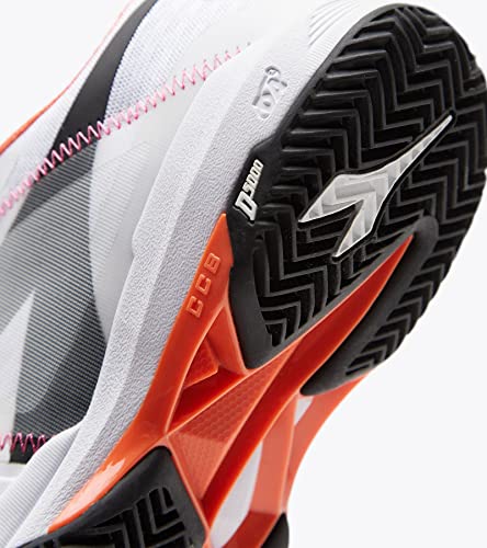 Diadora Trofeo W All Ground Pickleball Tennis Shoes (White/Black/Vermillion)4