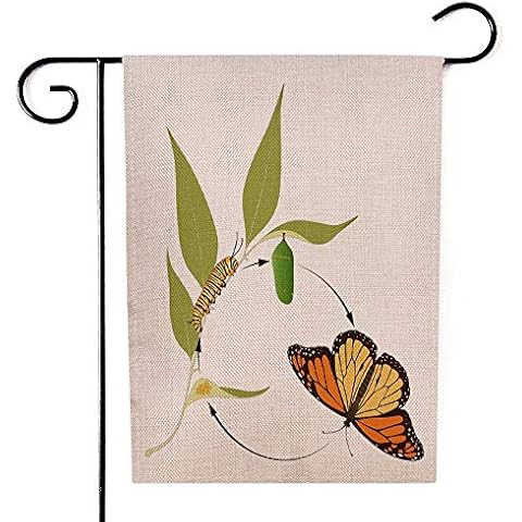 HerysTa Garden Flag, Decorative Yard Farmhouse Holiday Banner 12.5 X 18 Inches Life Cycle Monarch Butterfly Double-Sided Seasonal Garden Flags Cover